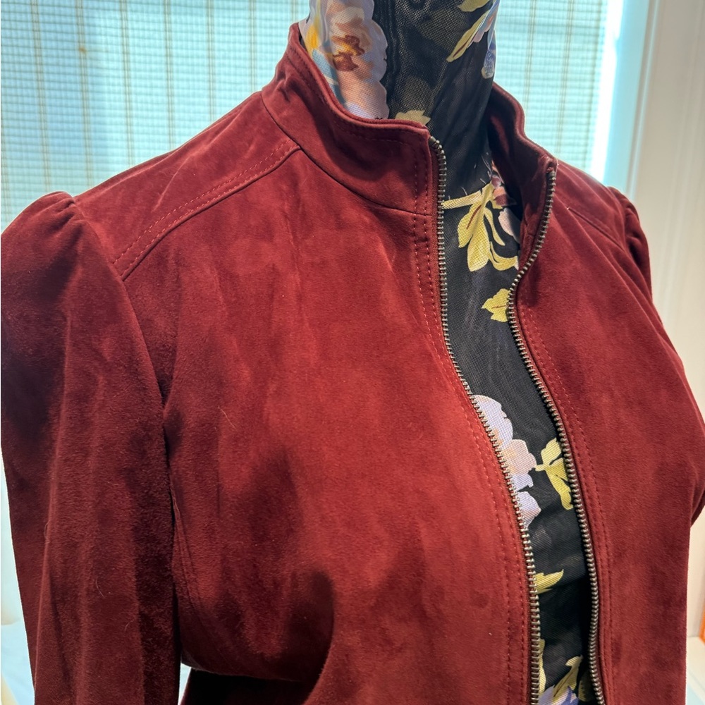Lucky Brand Women's Suede Zip Jacket - Deep Burgundy - Picture 2 of 3